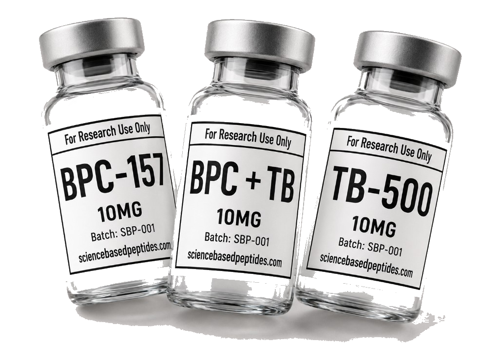 BPC-157, BPC + TB blend, and TB-500 research vials